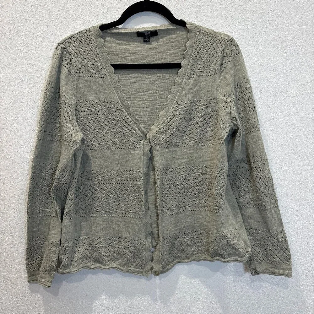 Frye Knit Button Front Cardigan Sweater – Sage Green (XL) - Picture 1 of 7